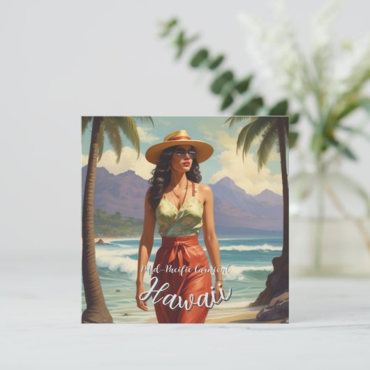 Hawaiaanse Reizen Honolulu Midden-Pacific in Vinta Kaart (Staand voorkant)