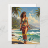 Hawaiaanse Reizen Honolulu Midden-Pacific Retro St Uitnodiging Briefkaart (Voorkant / Achterkant)
