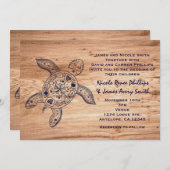 Hawaïaanse Schildpad & Licht Hout Bruiloft Uitnodi Kaart (Voorkant / Achterkant)