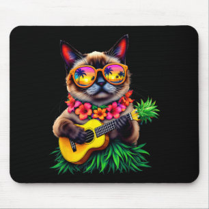 Hawaiaanse Siamese Kat ne Ukulele Zomer Vakantie Muismat