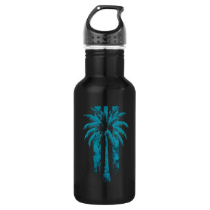 Hawaiaanse strand zomer tropische vakantie palmboo waterfles