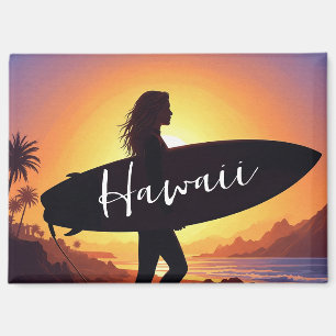 Hawaiaanse surfergirl op het strand magneet