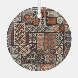 Hawaïaanse tapa: Tribale lappendeken Glas Ornament