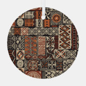 Hawaïaanse tapa: Tribale lappendeken Glas Ornament (Achterkant)