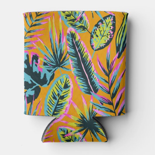 Hawaïaanse tropische bladeren en Planten printpatr Blikjeskoeler (Voorkant)