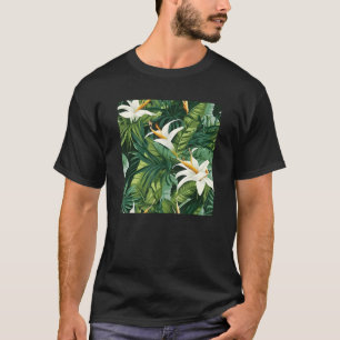 Hawaïaanse tropische bloem blad patroon strand Vac T-shirt