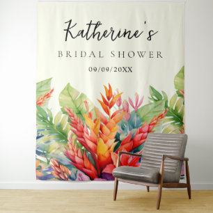 Hawaïaanse Tropische Bloemen Bruidsdouche Wandkleed