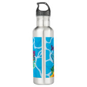 Hawaïaanse tropische bloemen en vlinders monogram waterfles (Achterkant)