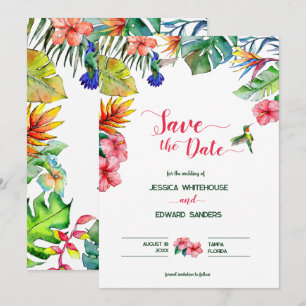 Hawaïaanse Tropische Hibiscus Bruiloft Save the Da Date