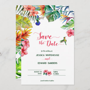 Hawaïaanse Tropische Hibiscus Bruiloft Save the Da Save The Date