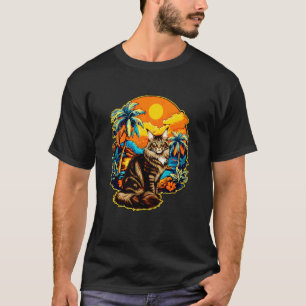 Hawaïaanse Tropische Maine Coon Kat Moeder Vader C T-shirt