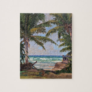 Hawaiaanse Tropische Palmbomen Vintage Legpuzzel