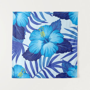 Hawaïaanse tropische planten, hibiscuspatroon. wandkleed