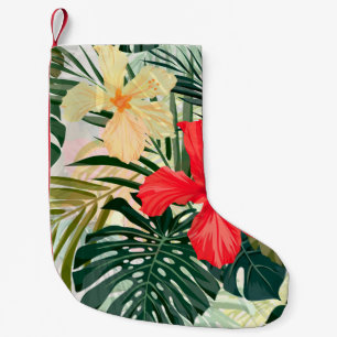 Hawaïaanse tropische planten, kleurrijke bloemen. kleine kerstsok