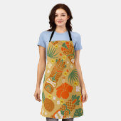 Hawaïaanse tropische print schort (Gedragen)