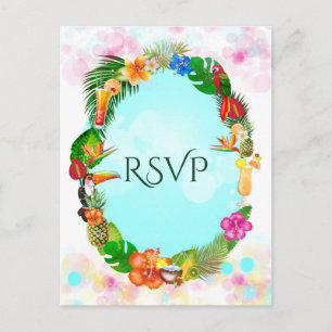 Hawaiaanse Tropische Zomer Dingen Frame Feest RSVP Uitnodiging Briefkaart