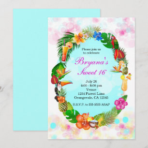 Hawaiaanse Tropische Zomer Dingen Frame Luau Feest Kaart