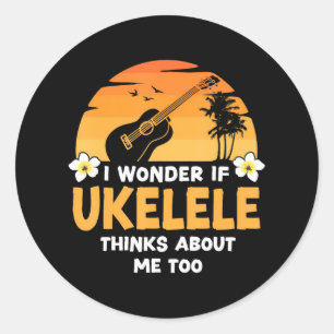 Hawaïaanse ukelele uke Ik vraag me af of ukulele d Ronde Sticker