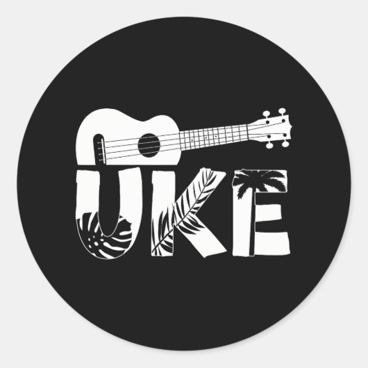 Hawaïaanse ukelele uke uke ronde sticker (Voorkant)