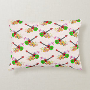 Hawaiaanse Ukulele Hibiscus Bloemen Bloemmotief Accent Kussen