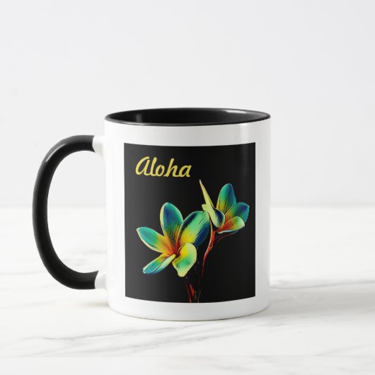 Hawaiaanse VERBLUFFENDE Plumeria Waterverf Thema M Mok (Links)