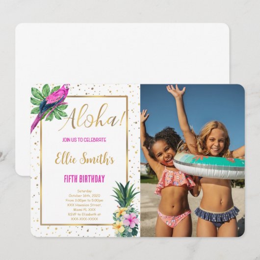 Hawaïaanse verjaardag foto uitnodiging (Voorkant / Achterkant)