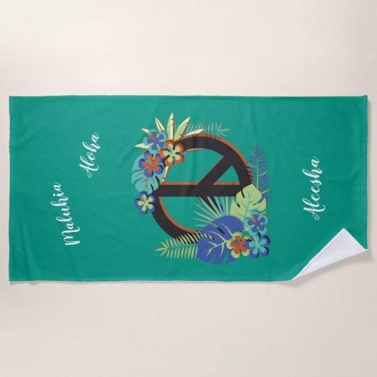Hawaiaanse Vrede Liefde Naam Gepersonaliseerd Zee  Strandlaken (Voorkant)