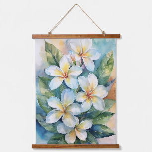 Hawaïaanse witte plumeria hangend wandkleed
