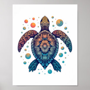 Hawaiaanse zeeschildpad Tie-Dye Hawaii Vakantie St Poster