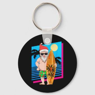 Hawaiaanse zomer surfer Kerstman grappige Kerstmis Sleutelhanger