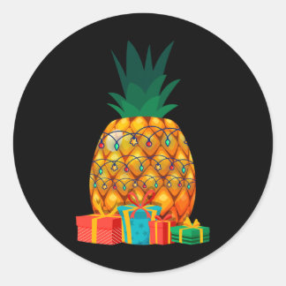Hawaiaanse Zomer Tropisch Fruit Ananas Kerstmis Ronde Sticker