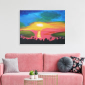 Hawaïaanse Zonsondergang Acryl Schilderij Canvas P (Insitu (Woonkamer))