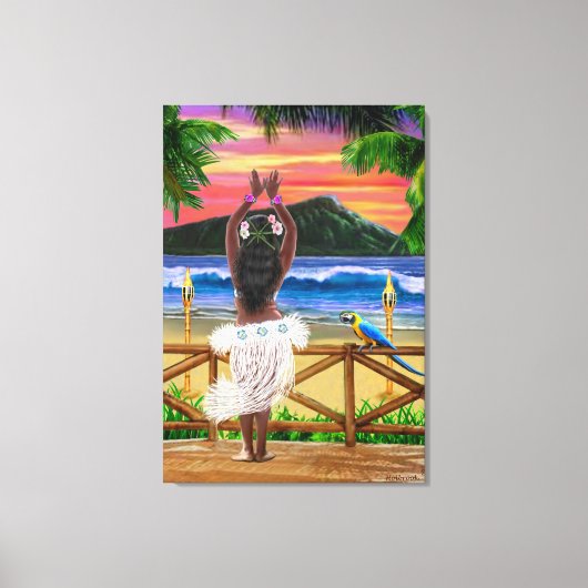 HAWAÏAANSE ZONSONDERGANG HULA CANVAS AFDRUK (Voorkant)