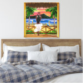 HAWAÏAANSE ZONSONDERGANG HULA CANVAS AFDRUK (Insitu (Slaapkamer))