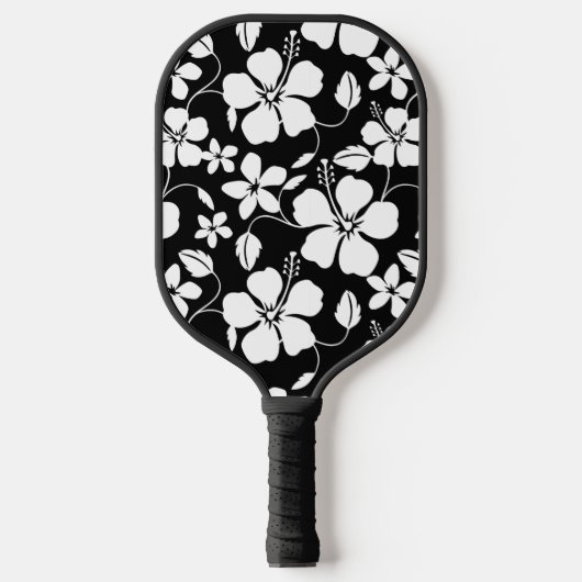 HAWAÏAN HULA (HIBISCUS) BLACK PICKLEBALL PADDLE (Voorkant)