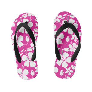 HAWAÏAN HULA (HIBISCUS) HOT PINK KINDER TEENSLIPPERS