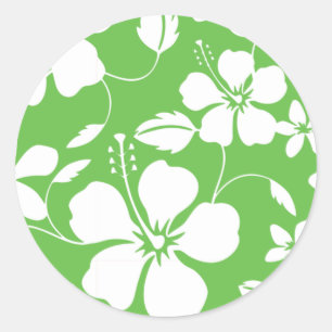 HAWAÏAN HULA (HIBISCUS) LIMOEN RONDE STICKER