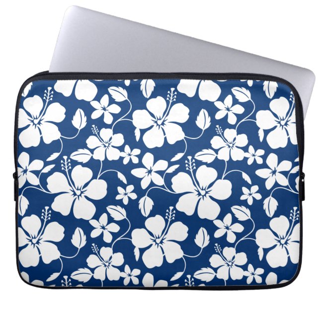 HAWAÏAN HULA (HIBISCUS) NAVY LAPTOP SLEEVE (Voorkant)