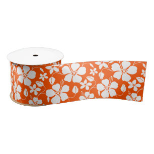 HAWAÏAN HULA (HIBISCUS) ORANJE SATIN RIBBON LINT