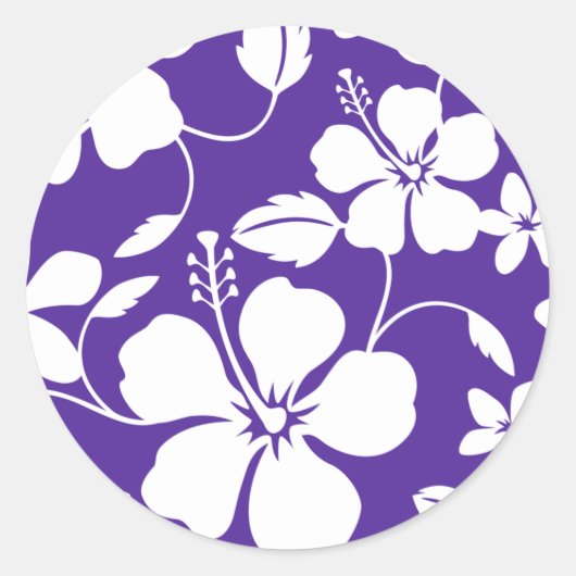 HAWAÏAN HULA (HIBISCUS) PAARS RONDE STICKER (Voorkant)