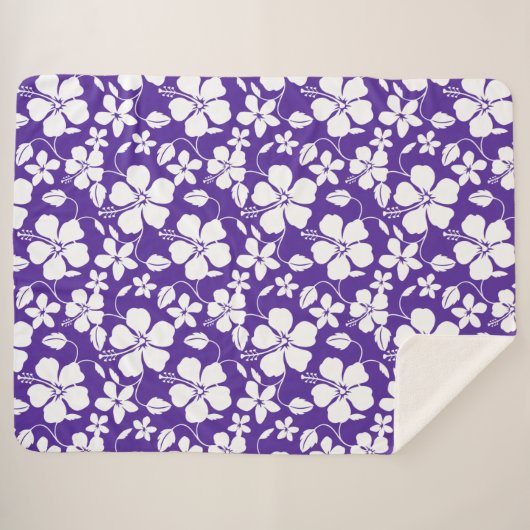 HAWAÏAN HULA (HIBISCUS) PAARS SHERPA DEKEN (Voorkant (horizontaal))