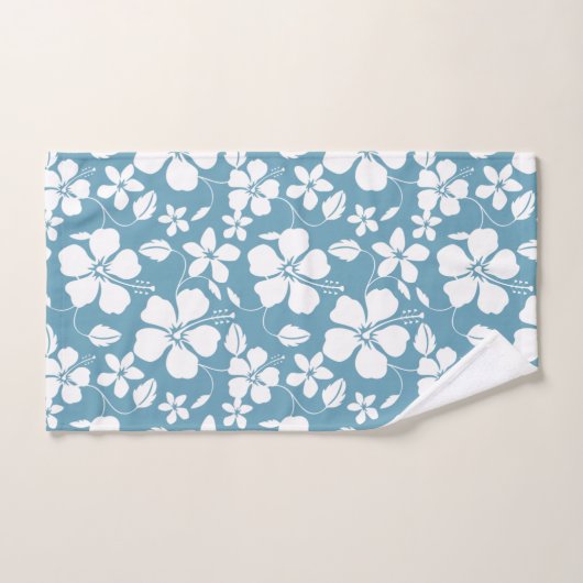 HAWAÏAN HULA (HIBISCUS) SLATE BLUE BATH TOWEL SET BAD HANDDOEK (Handdoek)