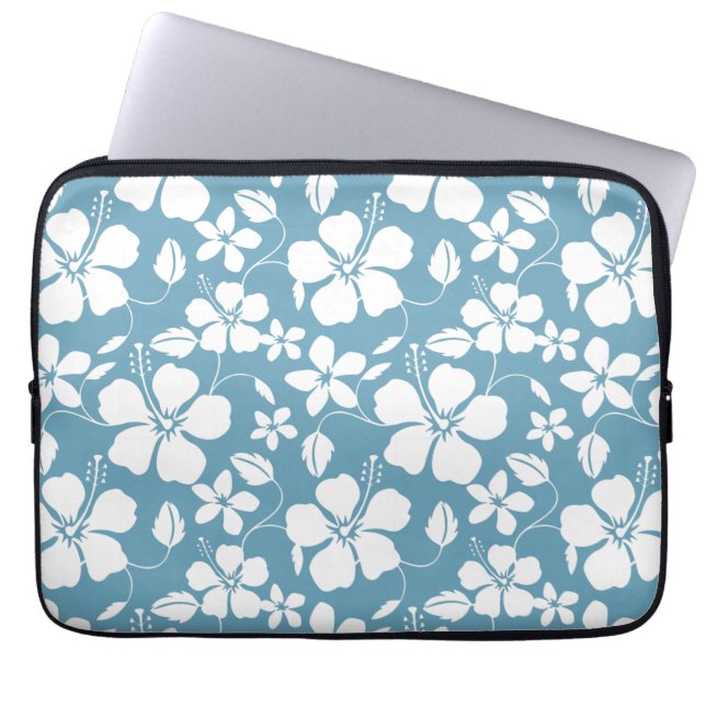 HAWAÏAN HULA (HIBISCUS) SLATE BLUE LAPTOP SLEEVE (Voorkant)