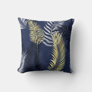 HAWAÏAN TROPICAL NAVY BLUE FERN PILLOW KUSSEN