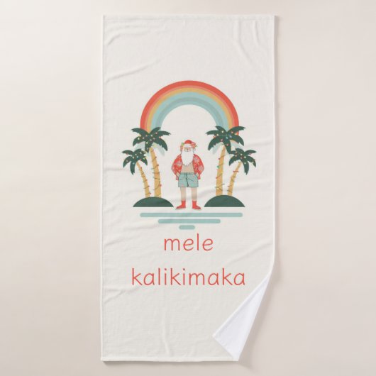 Hawaïen/arc-en-ciel/Palms Père Noël (Serviette de bain)