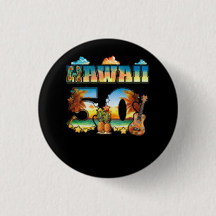 Hawaii 50th State Hawaiian Beach Hibiscus 50 Maui Ronde Button 3,2 Cm