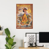 Hawaii - Affiche de voyage United (Bureau à domicile)