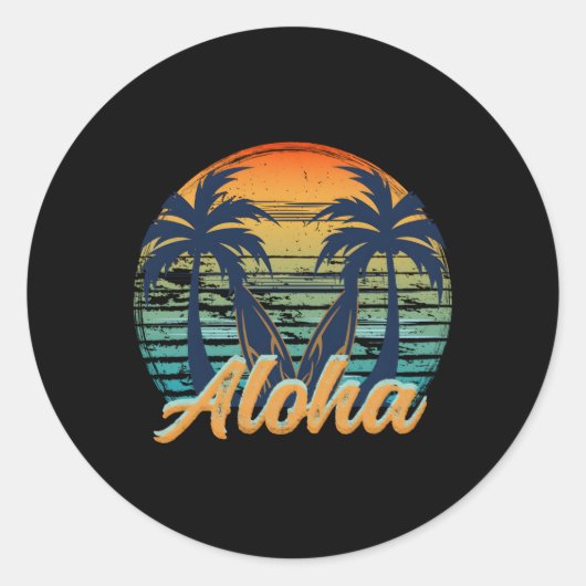 Hawaii Aloha Beach Island Ronde Sticker (Voorkant)