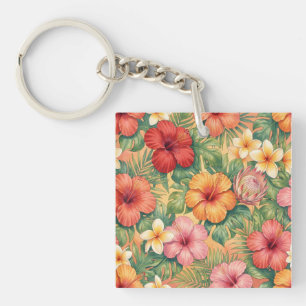 Hawaii aloha decoratieve bloemenpatroon sleutelhanger
