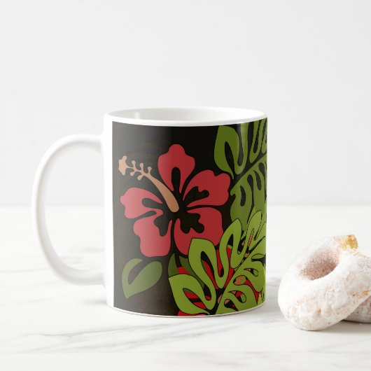 Hawaii Aloha Flower Art Print Koffiemok (Met donut)